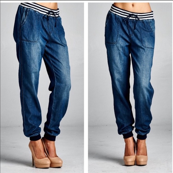 NWT JEANS DRAWSTRING WAISTBAND!!! Very Chic - Picture 2 of 2